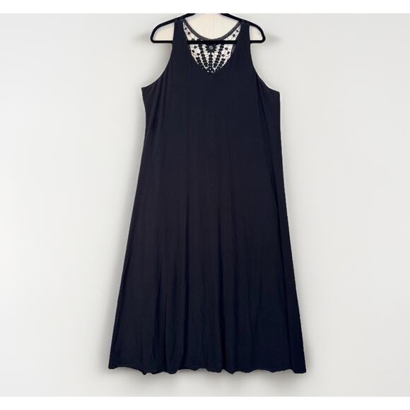 Lane Bryant Plus Size 18/20 Long Black Maxi Dress V-Neck Sleeveless - Picture 1 of 7